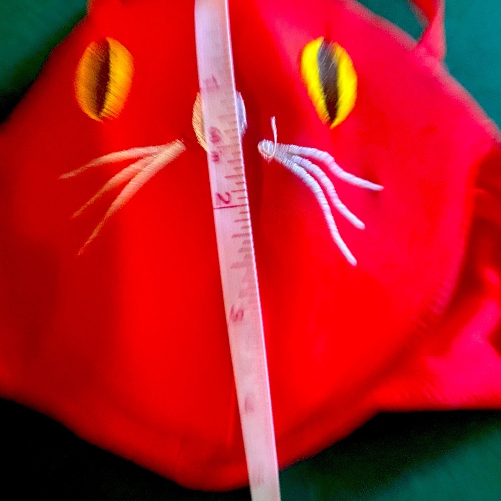 2/$25 Rare Kitty Cat Shaped Ears Bikini Bra Top Red SM Medium / Large XL Junior - Picture 6 of 7